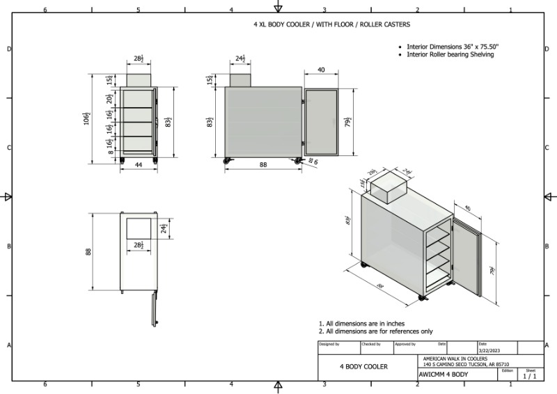 AAWIC 4XL BODY BOX UPRIGHT w Casters